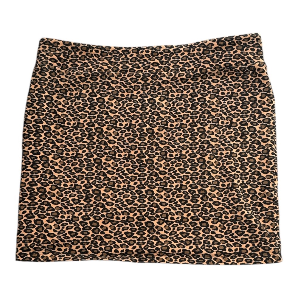 Xhilaration Leopard Print Pencil Skirt Women's Size Large Stretch Cotton Blend